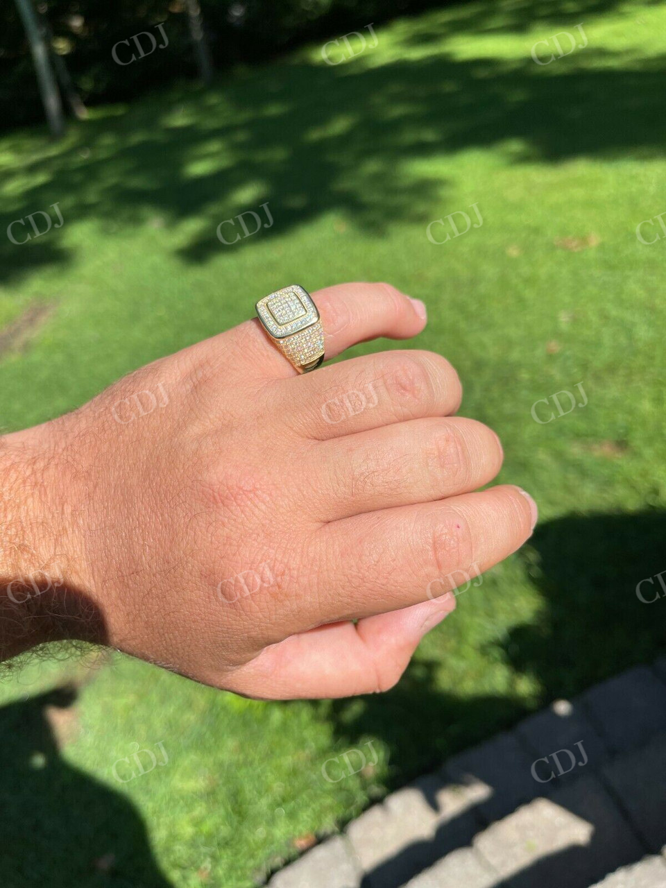 Round Diamond 14K Solid Gold Hip Hop Ring customdiamjewel