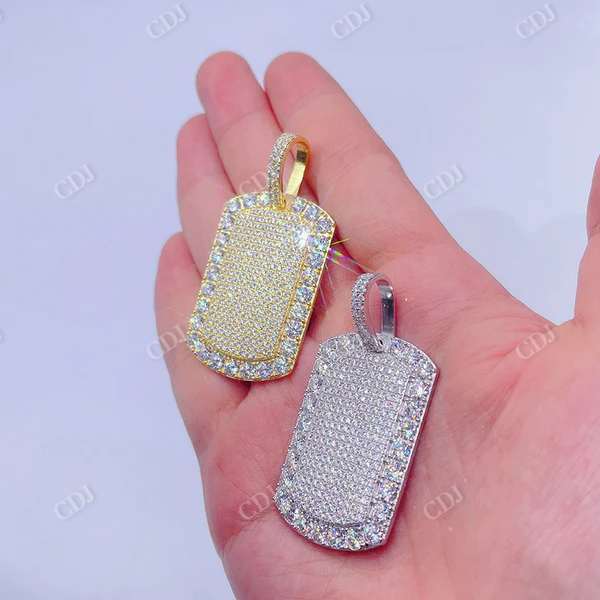 Iced Out Hip Hop Dogtag Diamond Pendant customdiamjewel