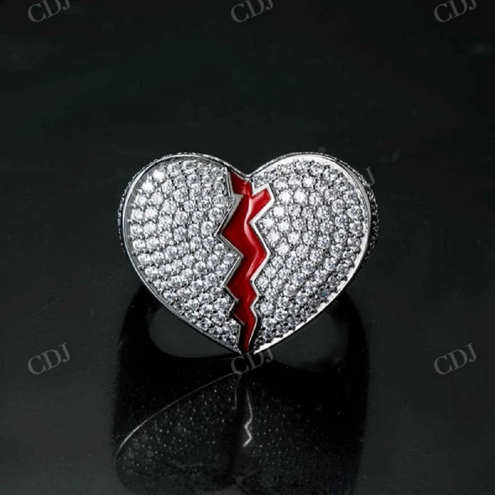 Hip Hop Moissanite Iced Out Heart Shape Ring CustomDiamJewel