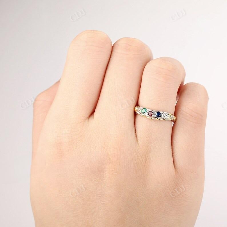 14k Two Tone Gemstone Wedding Band For Women customdiamjewel
