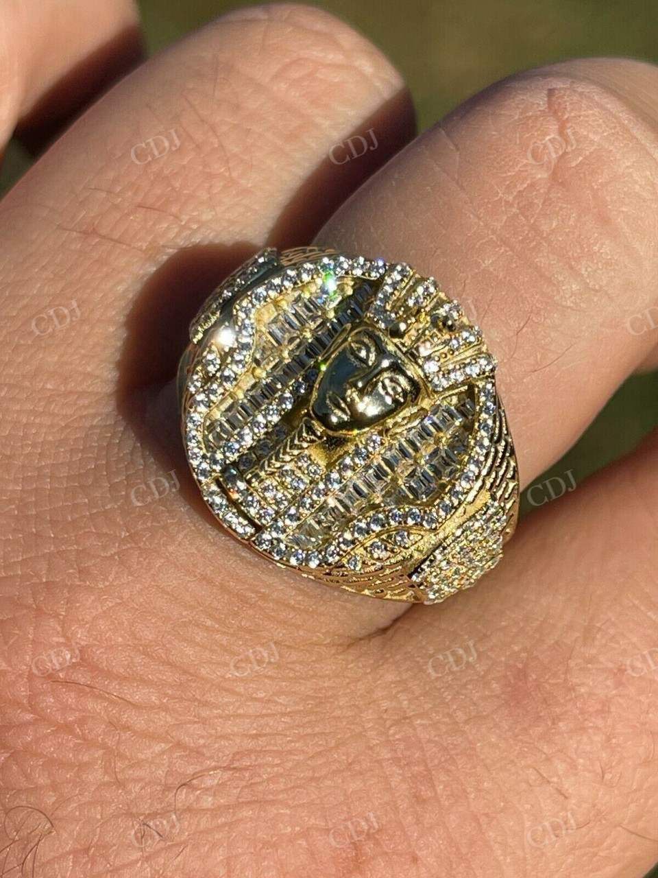 14k Gold Over Solid Egyptian King Diamond Ring customdiamjewel