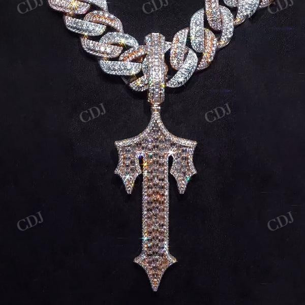 Moissanite T Shape Iced Out Hip Hop Pendant CustomDiamJewel