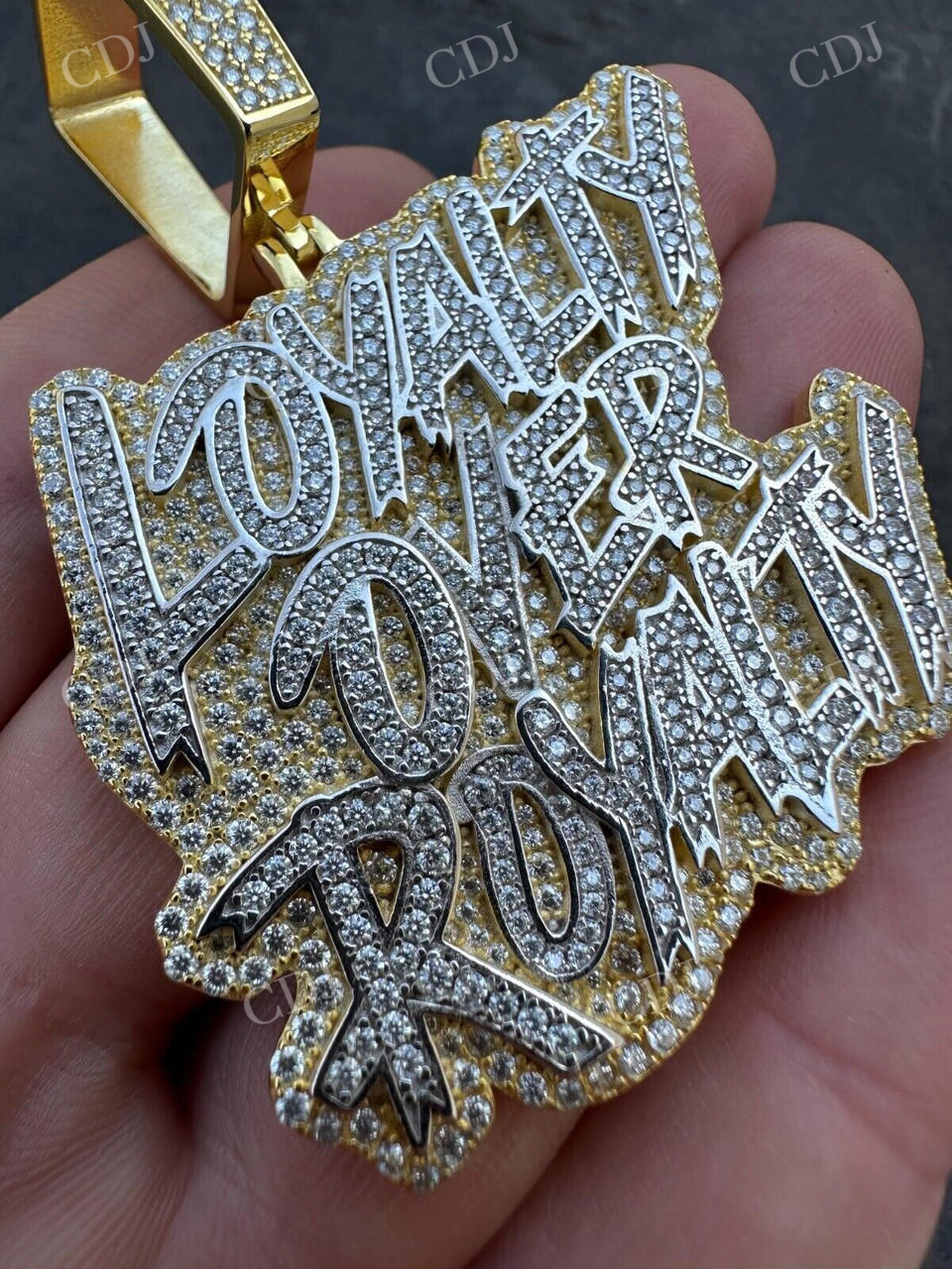 Gold Iced LOYALTY OVER ROYALTY Hip Hop Pendan customdiamjewel
