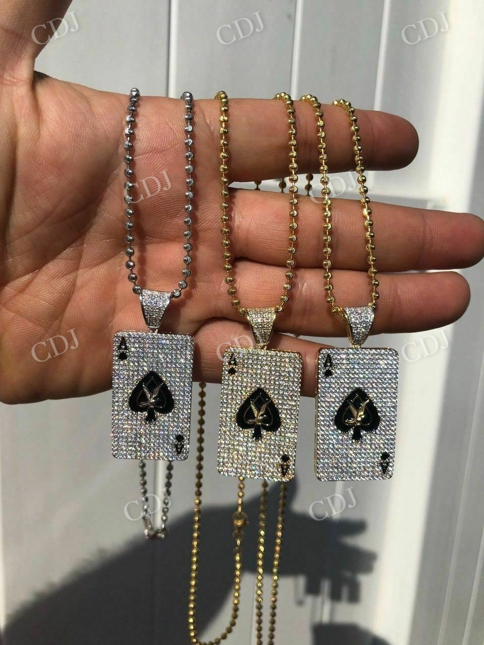 14k Gold Ace of Spades Poker HIP HOP ICY Pendant customdiamjewel
