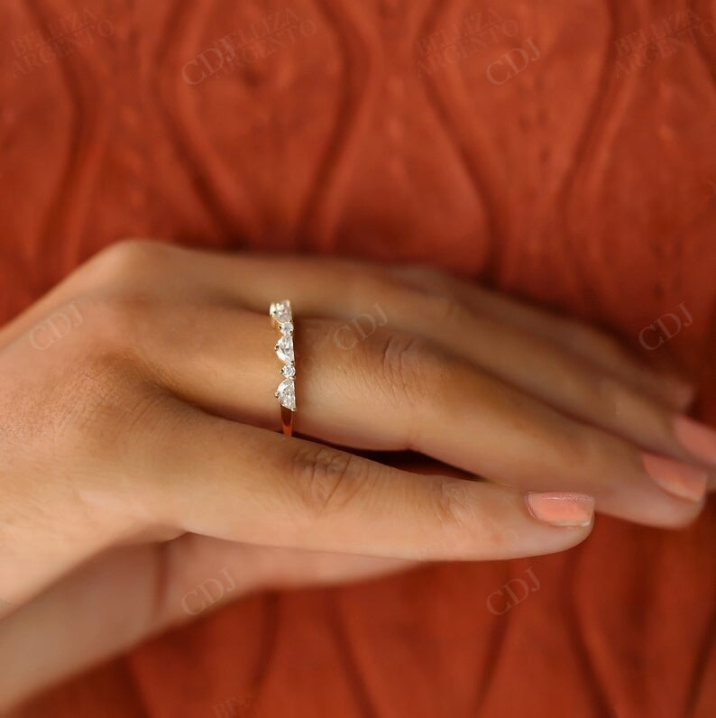 1.06CTW Half Moon Cut lab grown diamond wedding band customdiamjewel