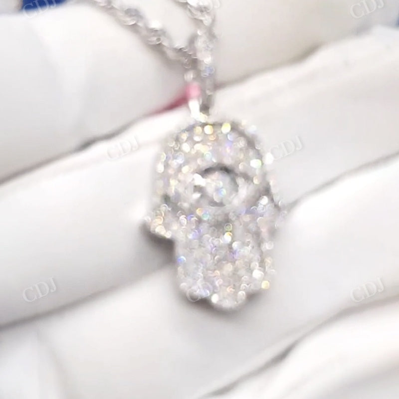 Hip Hop Moissanite Hamsa Pendant CustomDiamJewel