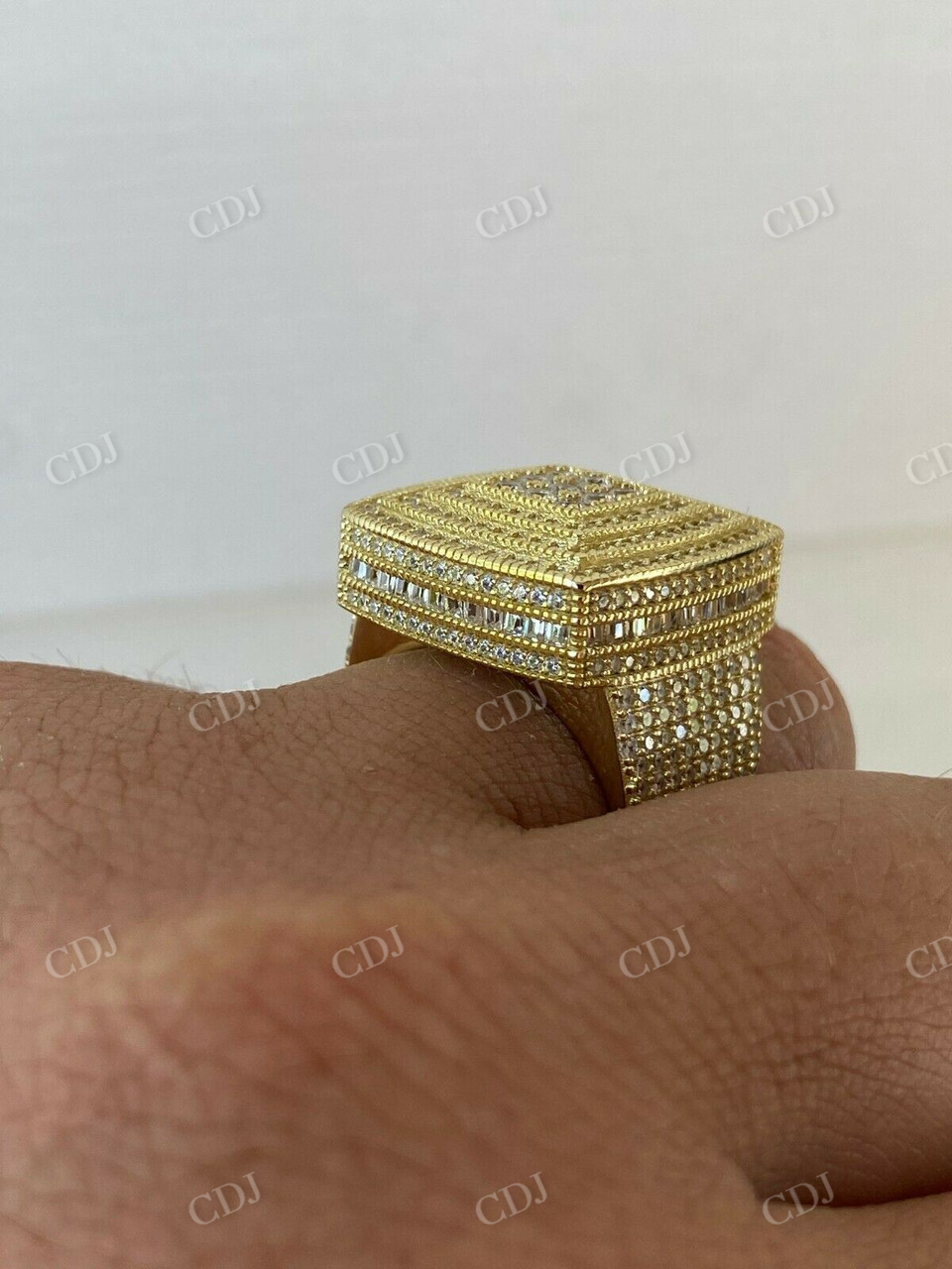 Large Iced 14k Gold Solid Gold Men Diamond Ring customdiamjewel