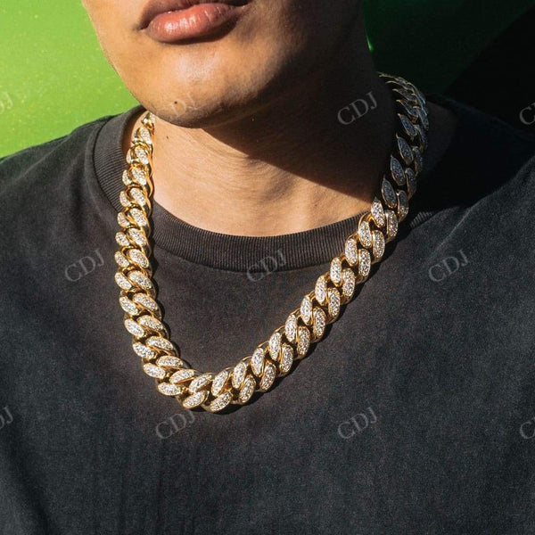 19mm Diamond Yellow Gold Cuban Necklace customdiamjewel