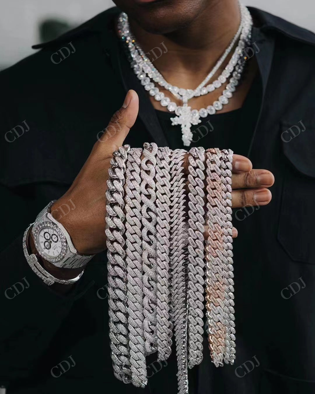 Moissanite Iced Out Hip Hop Cuban Chains CustomDiamJewel