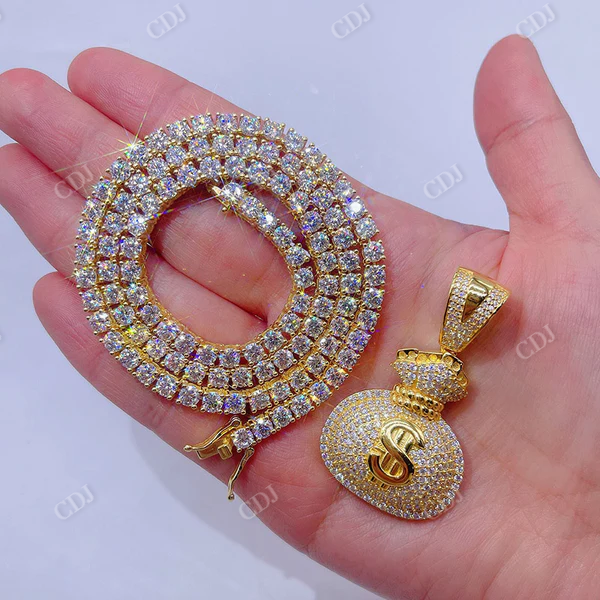 Hip Hop Diamond Iced Out Money Bag Pendant customdiamjewel