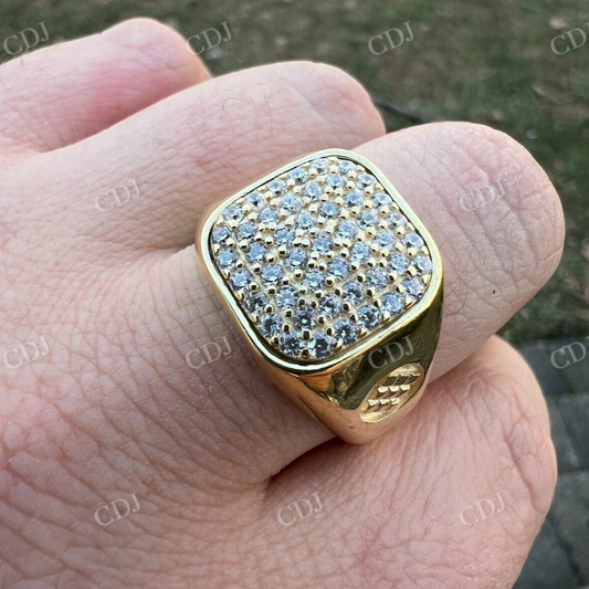 Mens Solid 14k Yellow Gold Hip Hop Diamond Ring  customdiamjewel   