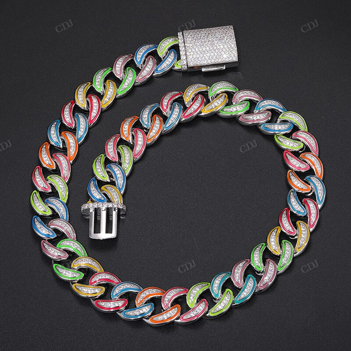 18mm Glow In The Dark VVS Moissanite S925 Cuban Chain hip hop jewelry CustomDiamJewel