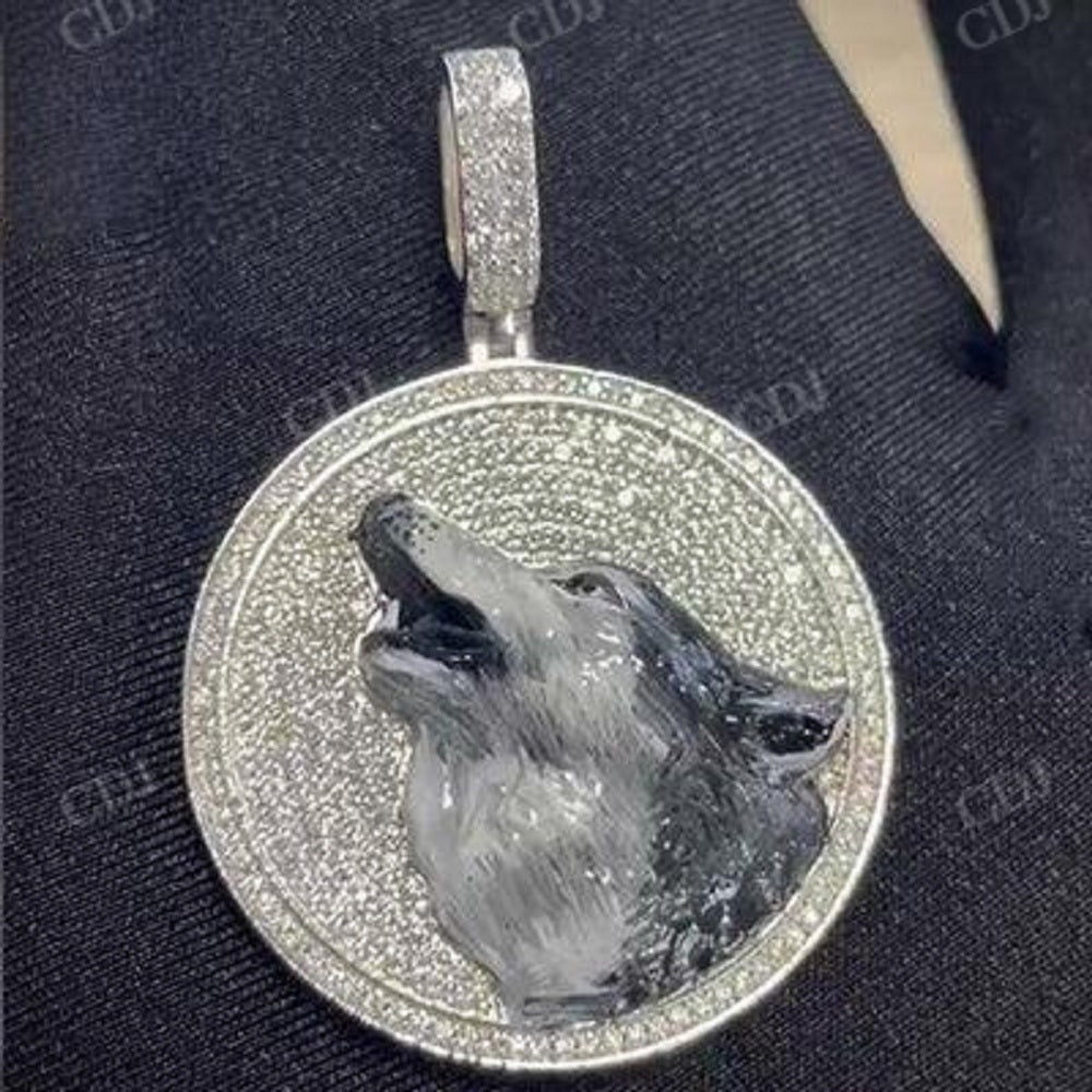 Hip Hop Moissanite Round Shape Dog Face Pendant CustomDiamJewel