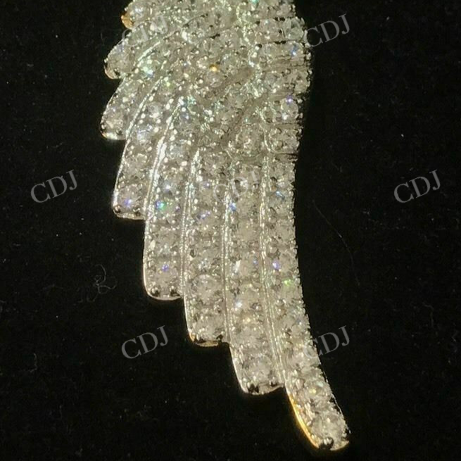 Round Diamond Angel Wing Gold Pendant customdiamjewel