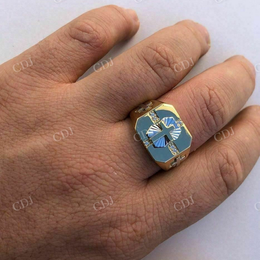 14k Solid Gold Cross Diamond Ring  customdiamjewel   