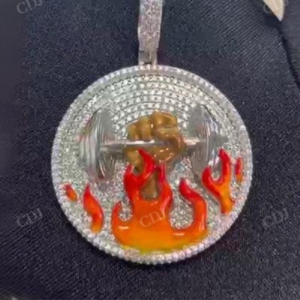 Round Shape Hip Hop Moissanite Diamond Pendant CustomDiamJewel