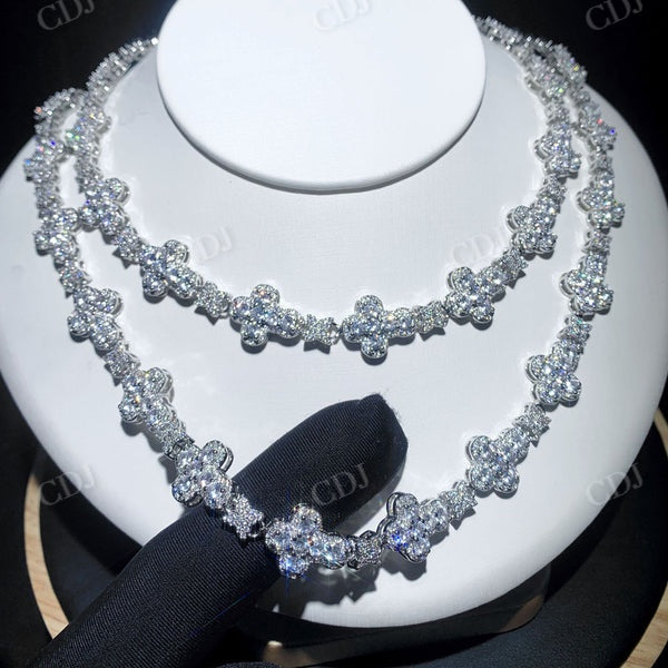VVS Moissanite Diamond Cross Iced Out Chain Necklace CustomDiamJewel
