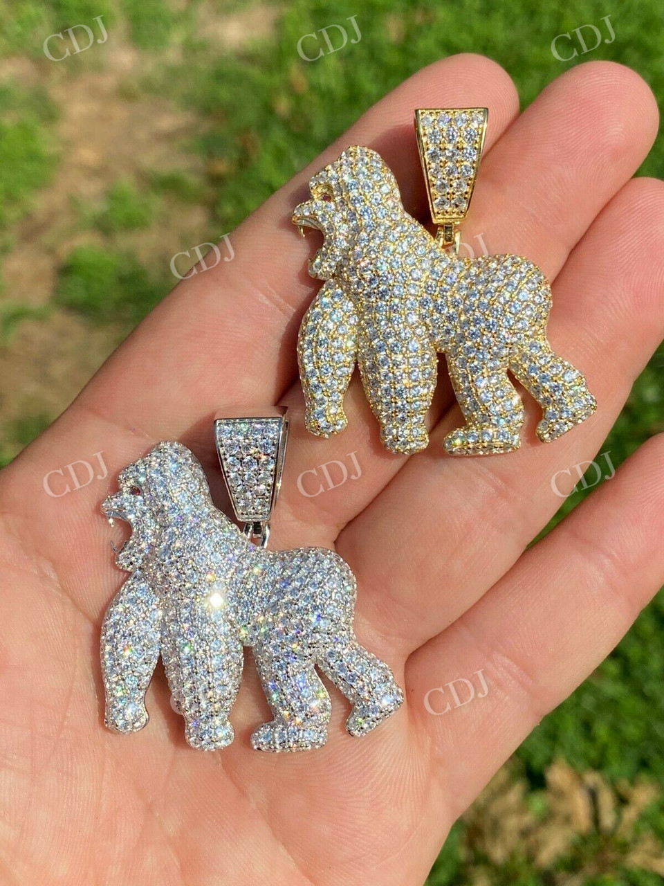 14K Gold Diamond Gorilla Hip Hop Pendant customdiamjewel