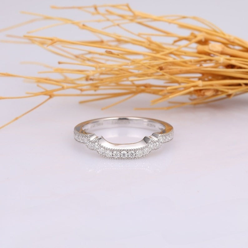 Milgrain Design Half Eternity Diamond Wedding Band customdiamjewel