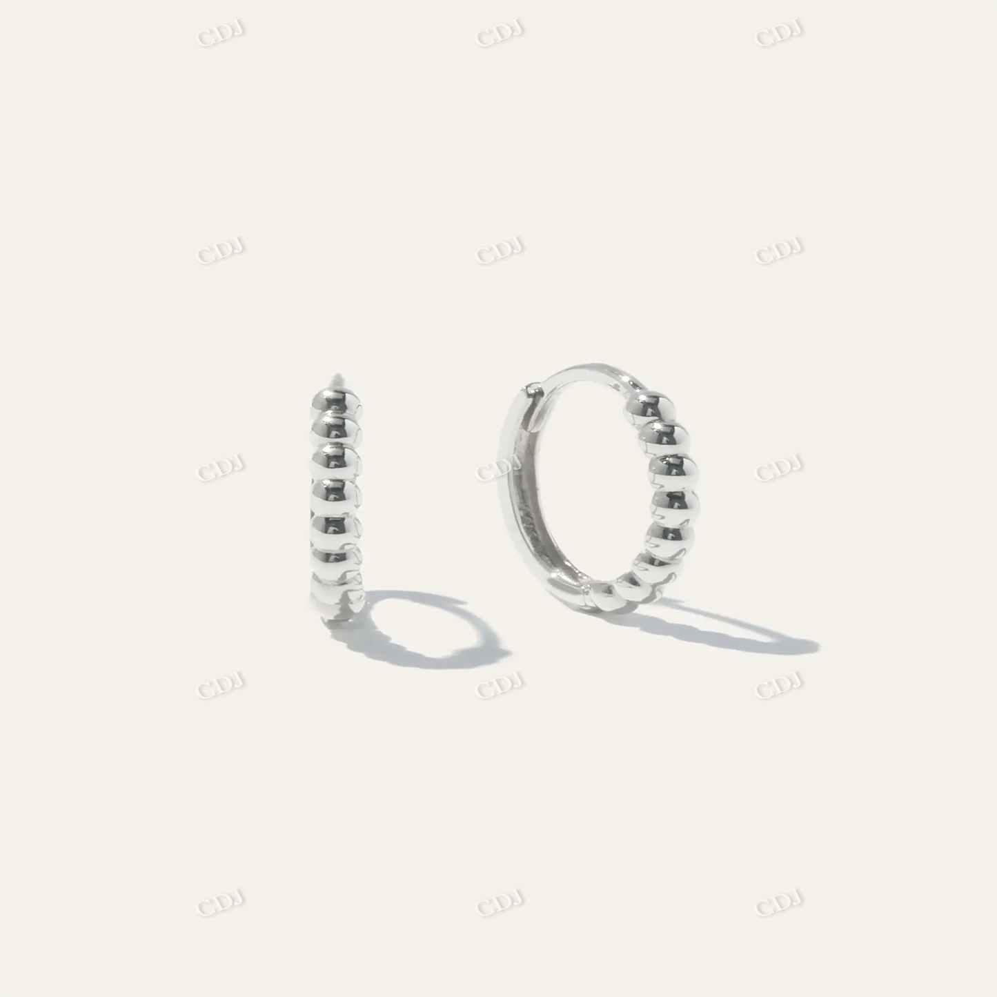 Sterling Silver Beaded Womens Hoops customdiamjewel