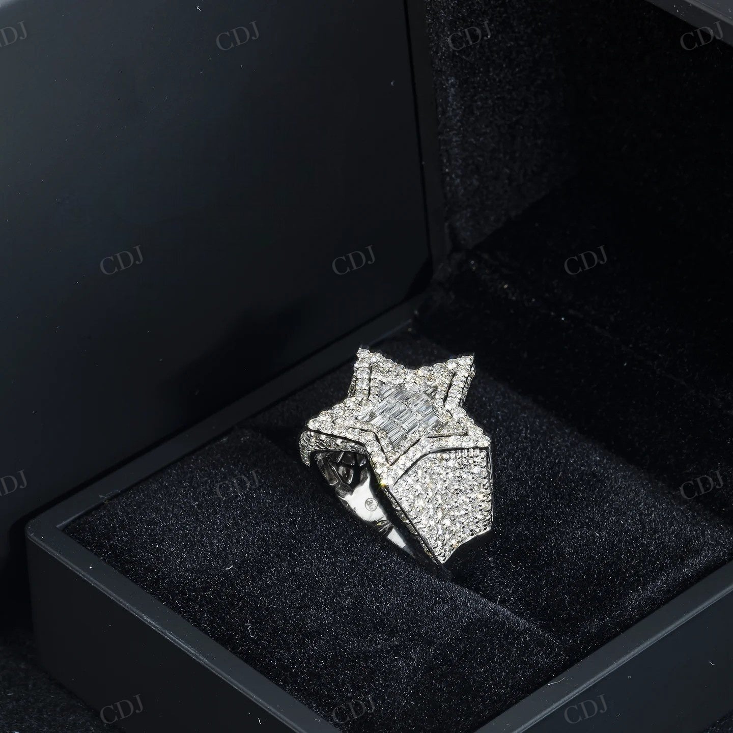 925 Sterling Silver Moissanite Star Statement Ring Hip Hop Ring customdiamjewel