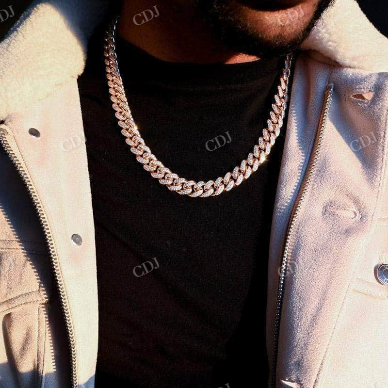 Cluster Diamond Yellow Gold Cuban Link Chain customdiamjewel