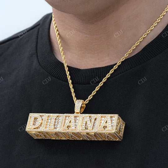 925 Sterling Silver Custom Baby Box Full Ice Out Latter Name Pendant hip hop jewelry CustomDiamJewel