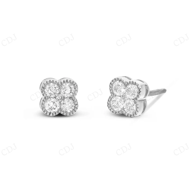 0.59 CT Moissanite Diamond Clover Stud Earrings Stud earrings CustomDiamJewel