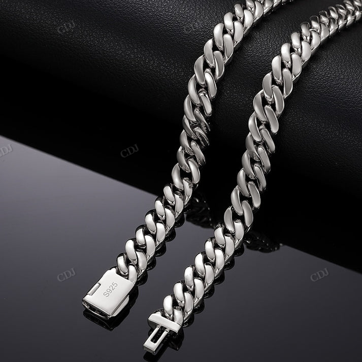 Iced Out 8mm Diamond Silver Cuban Chain hip hop jewelry CustomDiamJewel