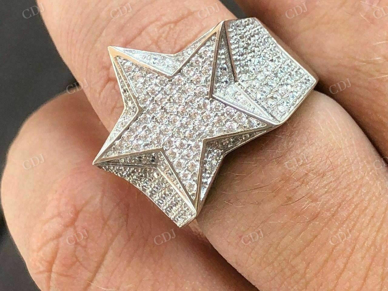Handmade 3-D Star Hip Hop Pinky Ring customdiamjewel