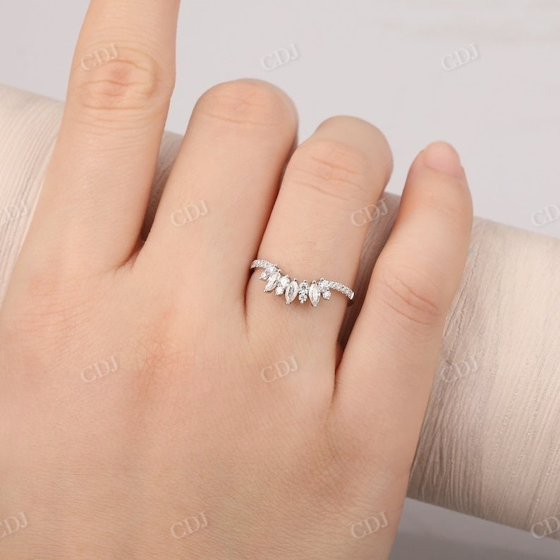 0.28CT Marquise And Round Cut Real Diamond Curved Wedding Band customdiamjewel
