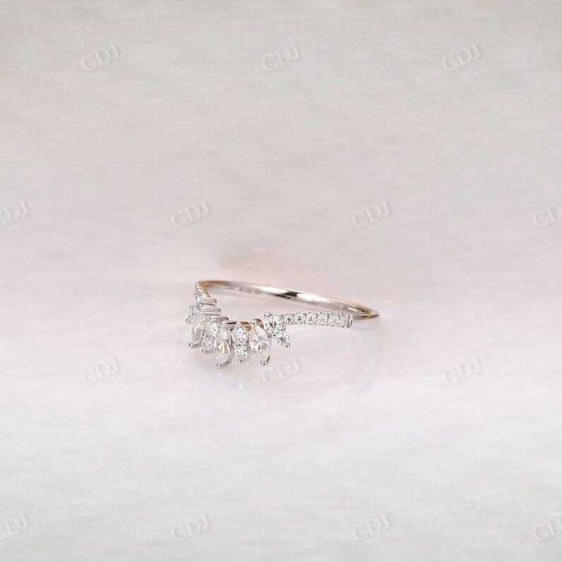 Curved Marquise And Round Cut Lab Grown Diamond Wedding Band Wedding Band customdiamjewel