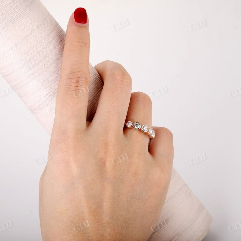 Round Cut Bezel Set Lab Grown Diamond Wedding Band Wedding Band customdiamjewel