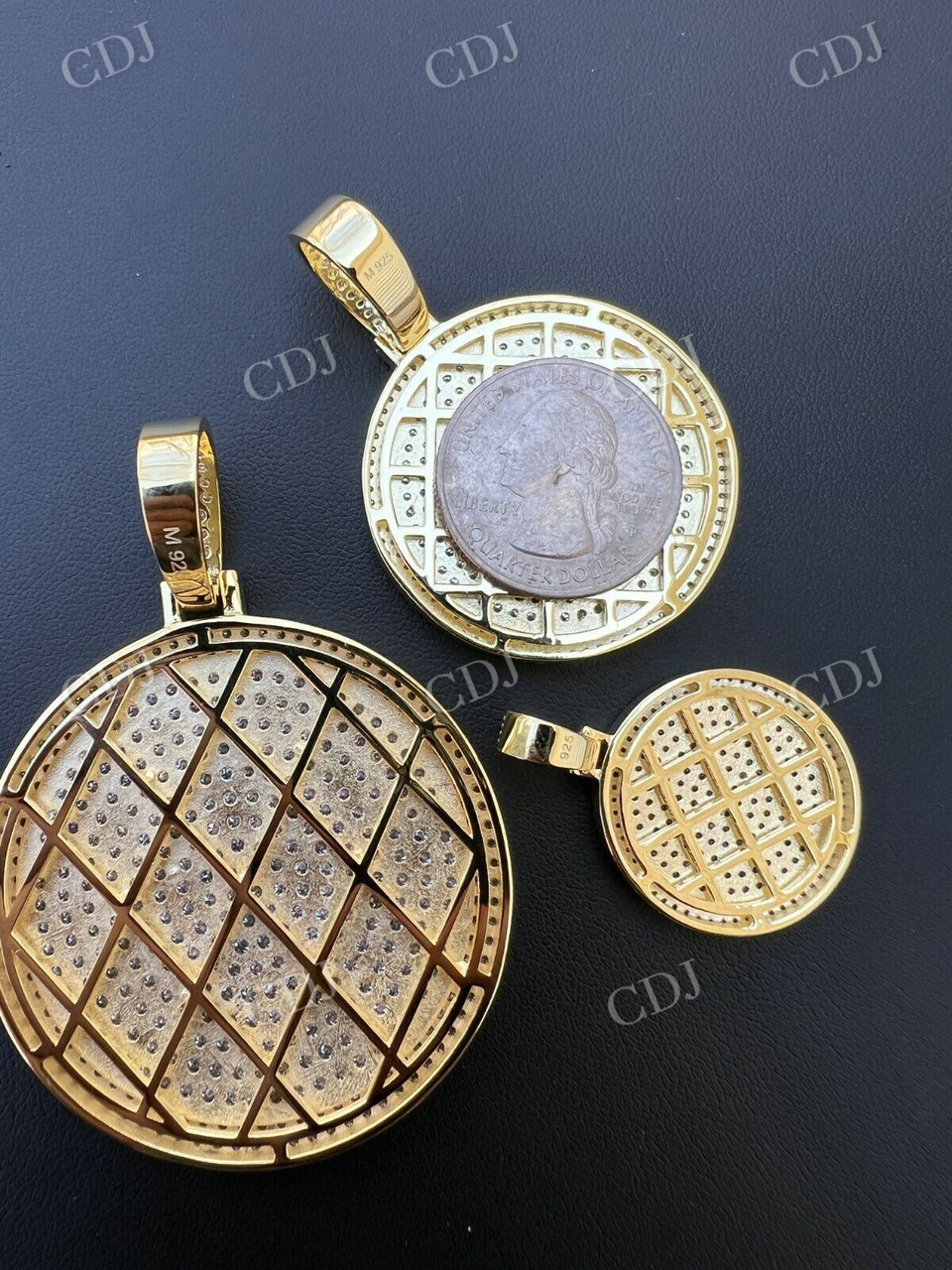 Silver Out Iced Round Hip Hop Medallion Pendant customdiamjewel