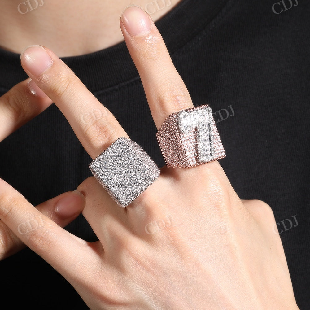 Hip Hop Iced Out Custom Letter Ring CustomDiamJewel