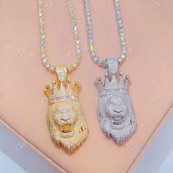 Iced Out Hip Hop Diamond Lion Pendant For Men customdiamjewel