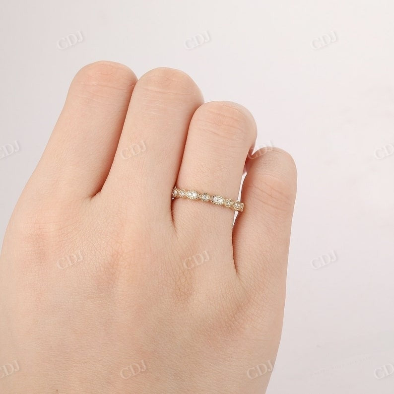 0.10CT Round Cut Real Diamond Milgrain Wedding Band customdiamjewel