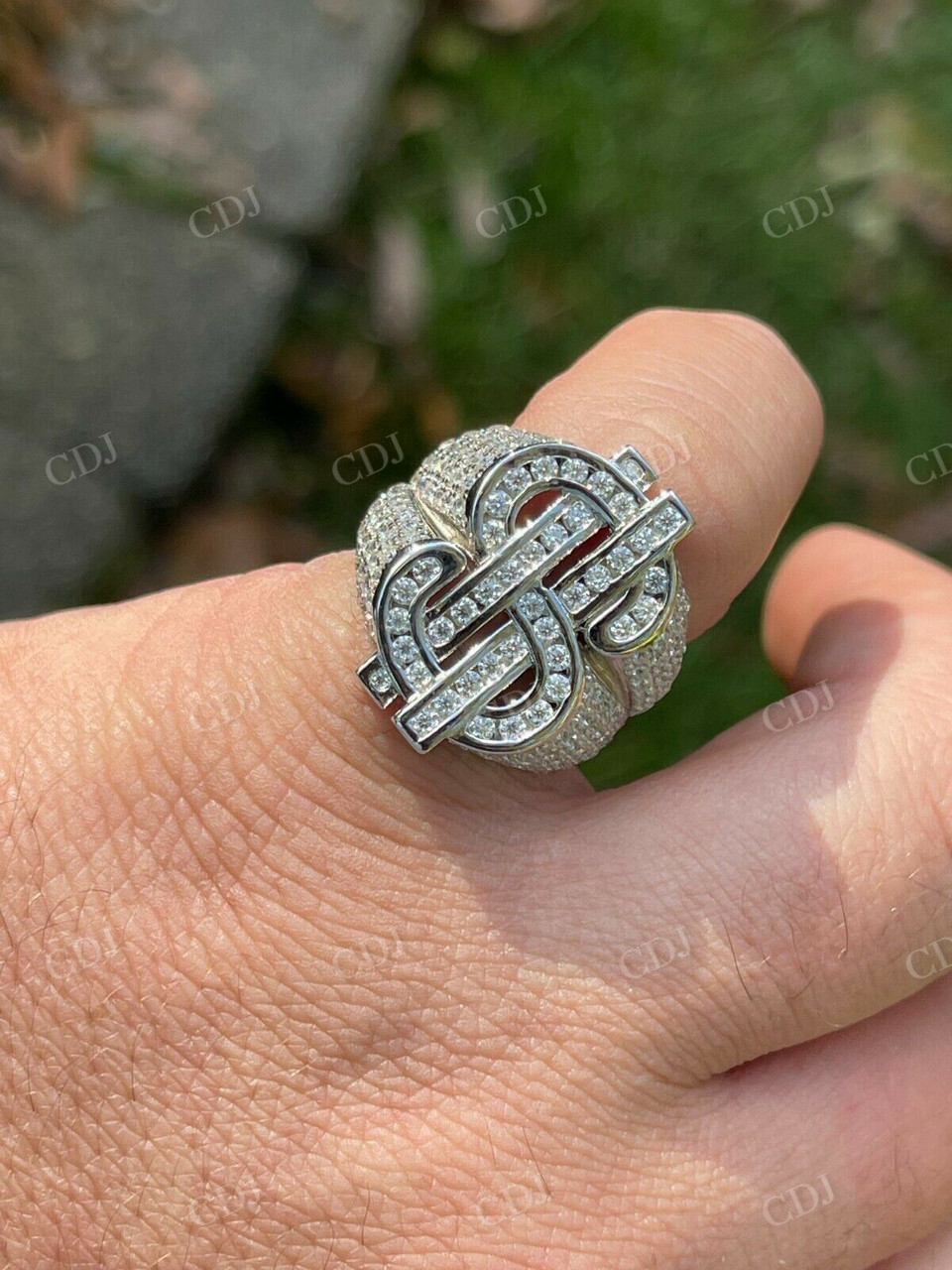 Dollar Sign Diamond Tester Passed Hip Hop Ring customdiamjewel