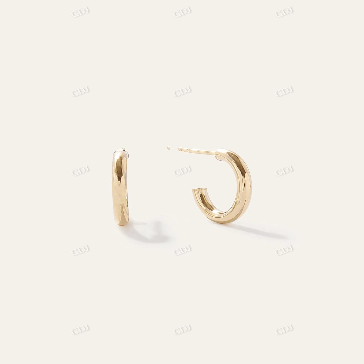 14K Yellow Gold Half Huggie Hoops customdiamjewel