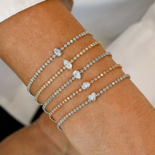 Fancy Shape Lab Grown Diamond Tennis Bracelet  customdiamjewel   