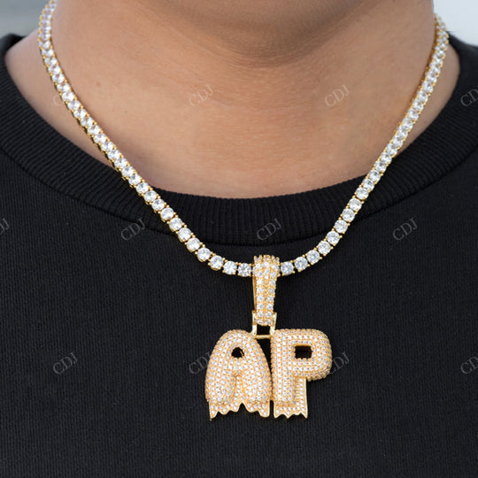 Sterling Silver Yellow Gold Plated Full Ice Out AP Name Pendant hip hop jewelry CustomDiamJewel