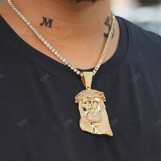 Buy Sterling Silver Jesus Christ Face Pendant hip hop jewelry CustomDiamJewel