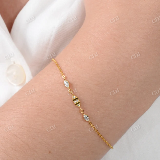 0.052CT Dainty Chain Natural Dimond Bracelet  customdiamjewel 10 KT Solid Gold Yellow Gold VVS-EF