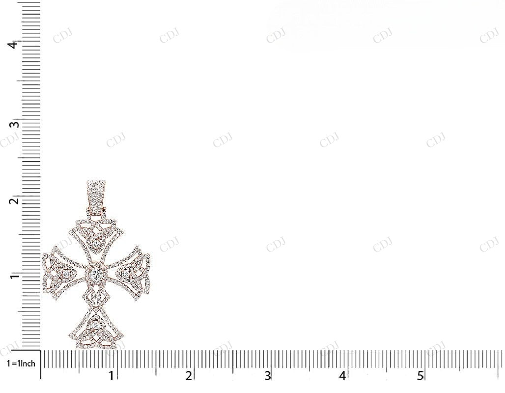 Flower Cross 2.2 Inch Lab Grown Diamond 10K Gold Pendant Hip Hop Pendent CustomDiamJewel