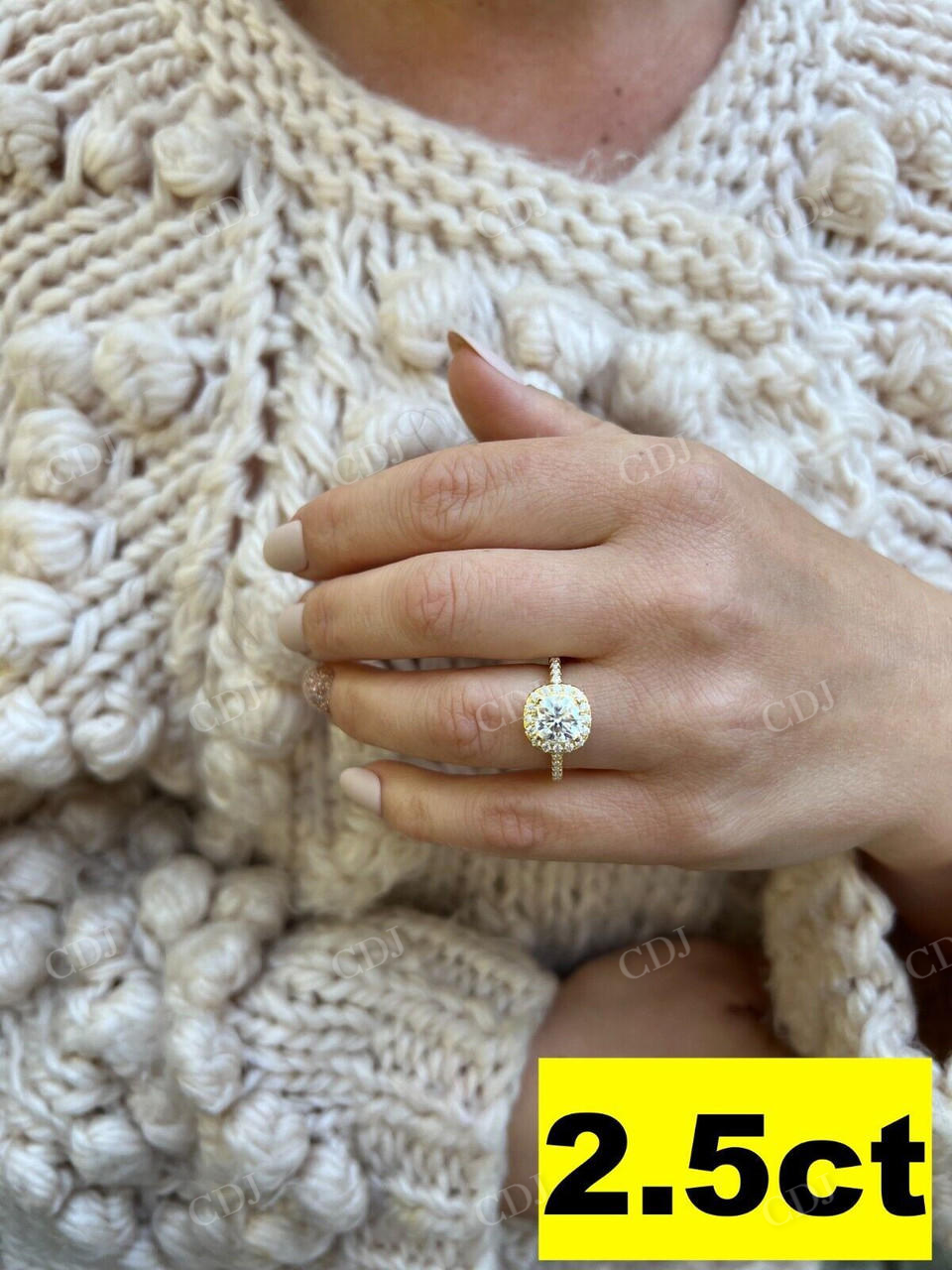 Cushion Cut Moissanite Engagement Promise Ring customdiamjewel