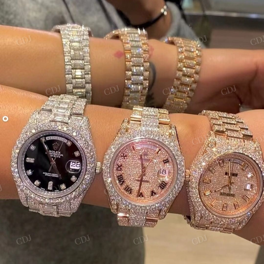 Rolex Fully Diamond Luxury Moissanite Watches customdiamjewel