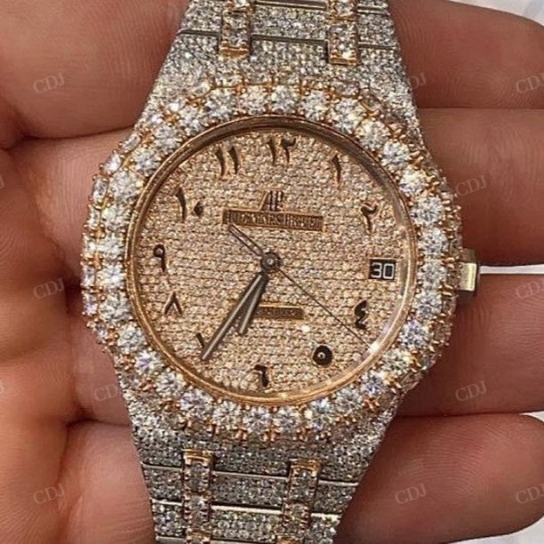 Fully Iced Out Hip Hop AP Moissanite Watch customdiamjewel