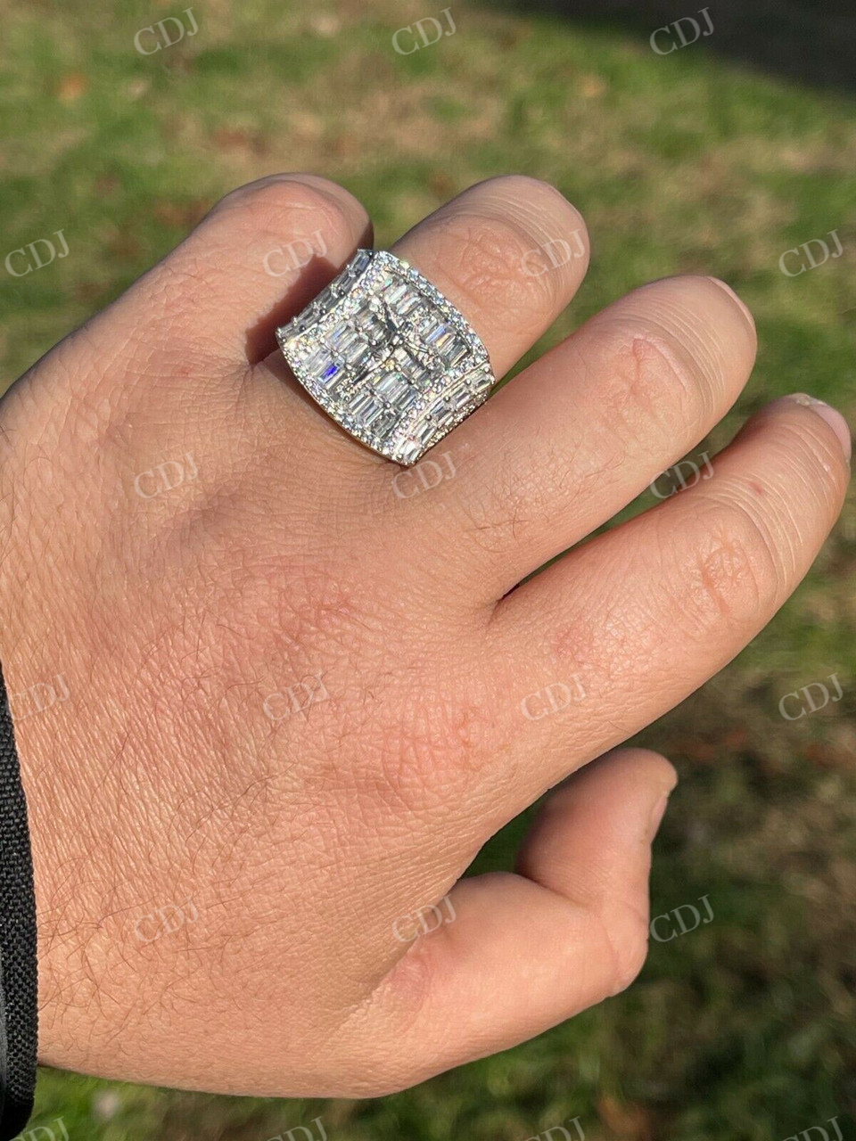 Baguette Jesus Men's Ice out Hip Hop Ring customdiamjewel