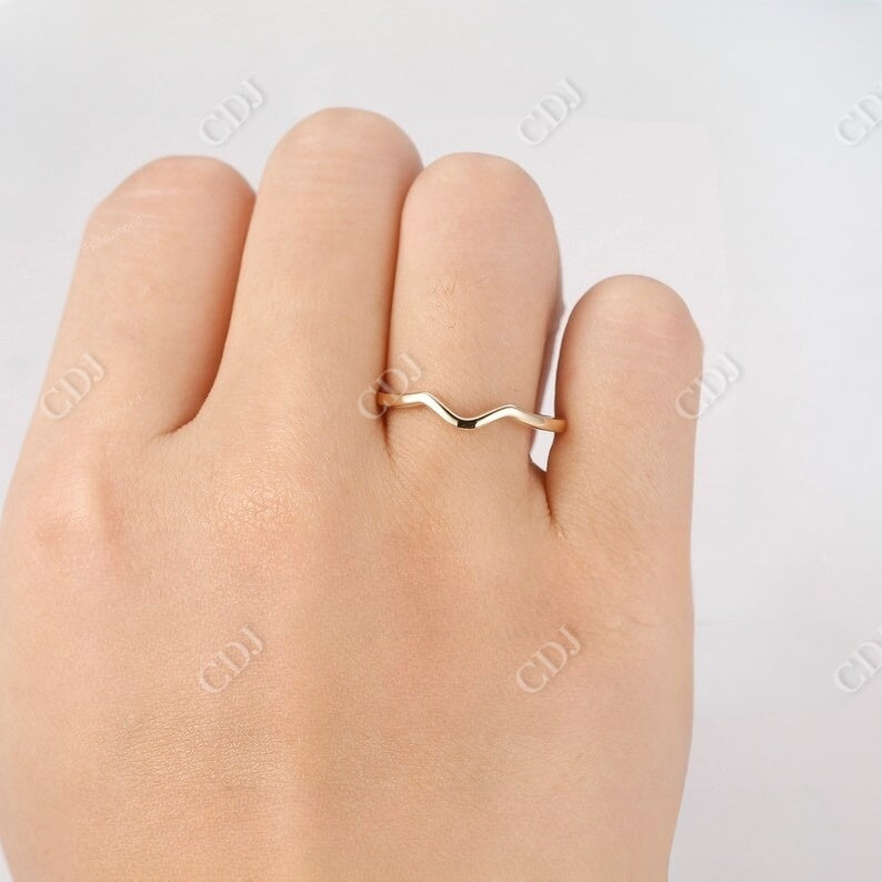 14K Yellow Gold Simple Thin Curved Plain Wedding Band customdiamjewel