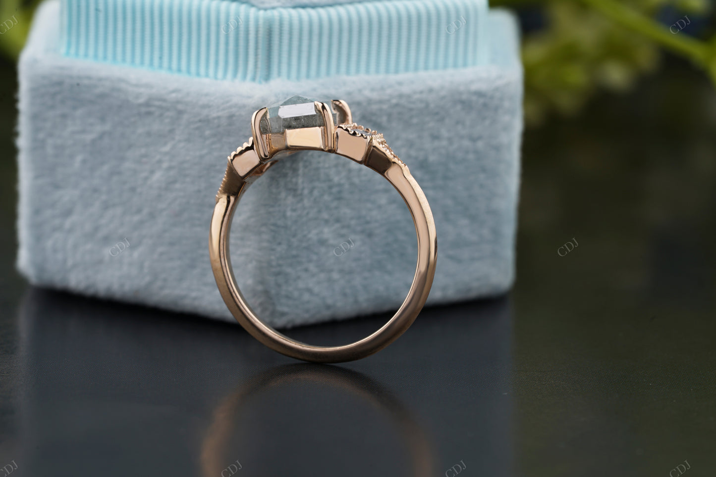 Hexagon Moissanite Diamond Baguette Ring